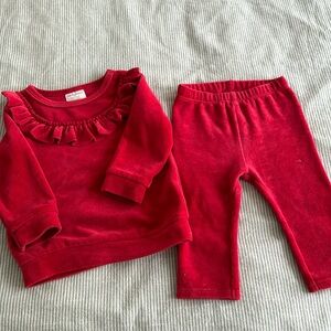 Matching set (trousers long sleeves shirt), first impressions, 6-9m, red velvet